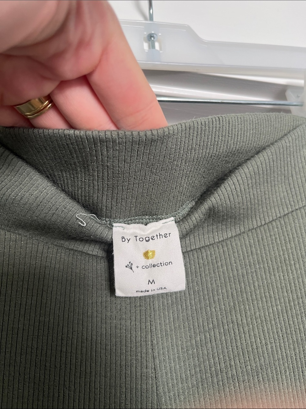 By Together Wide-Leg Knit Ribbed Pants in Olive Green - Picture 2 of 6